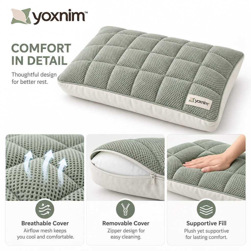 Yoxnim Quilted Memory Foam Pillow