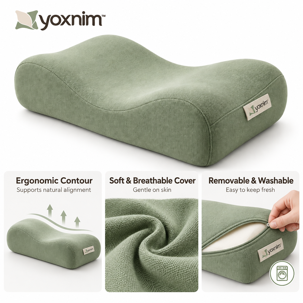 Yoxnim Green Contour Memory Foam Pillow