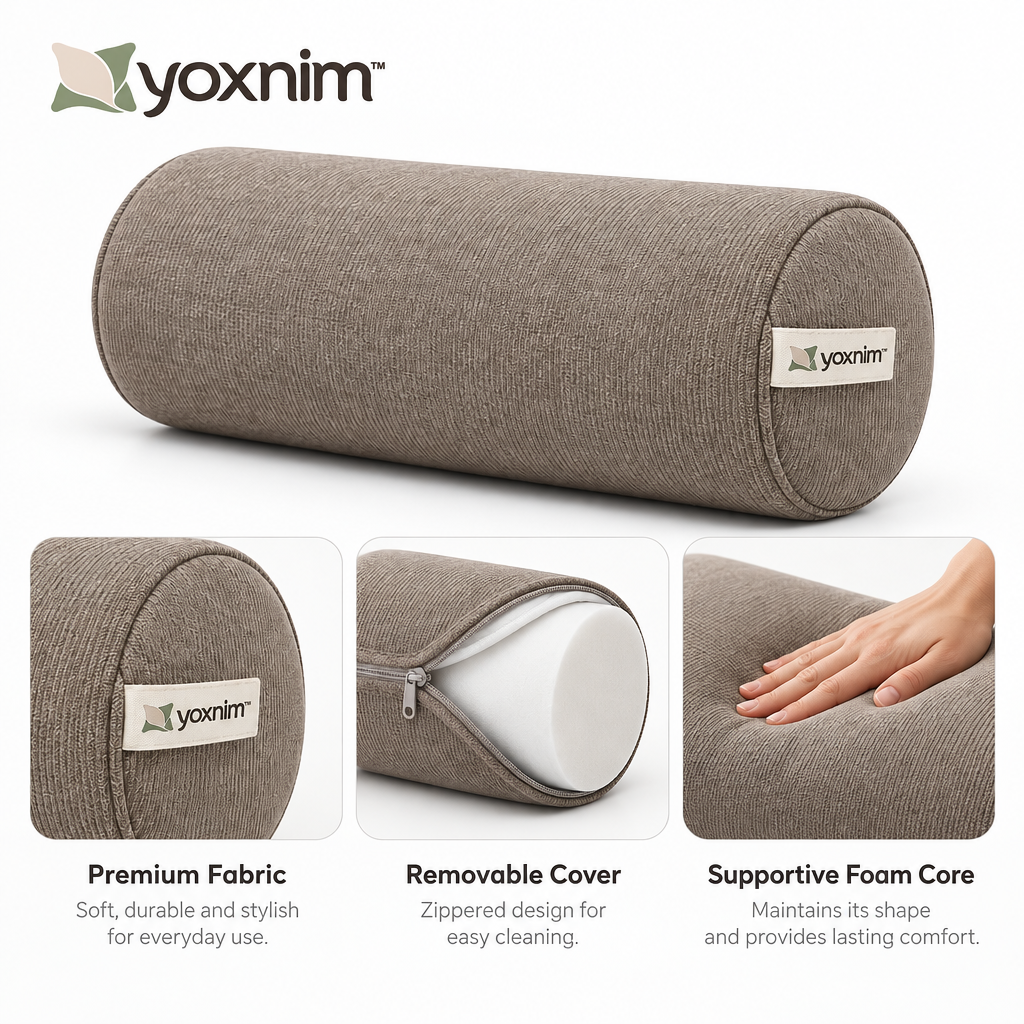Yoxnim Taupe Bolster Neck Pillow